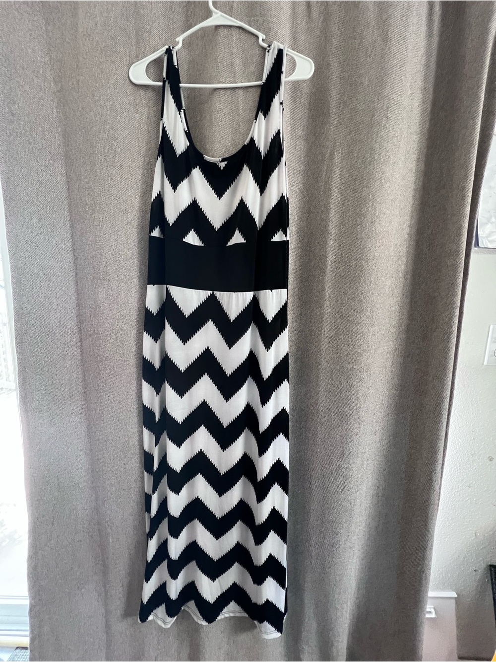 Black & White Chevron Maxi Dress - Women